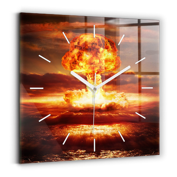 Ceas pătrat de perete din sticlă Explozia unei bombe atomice