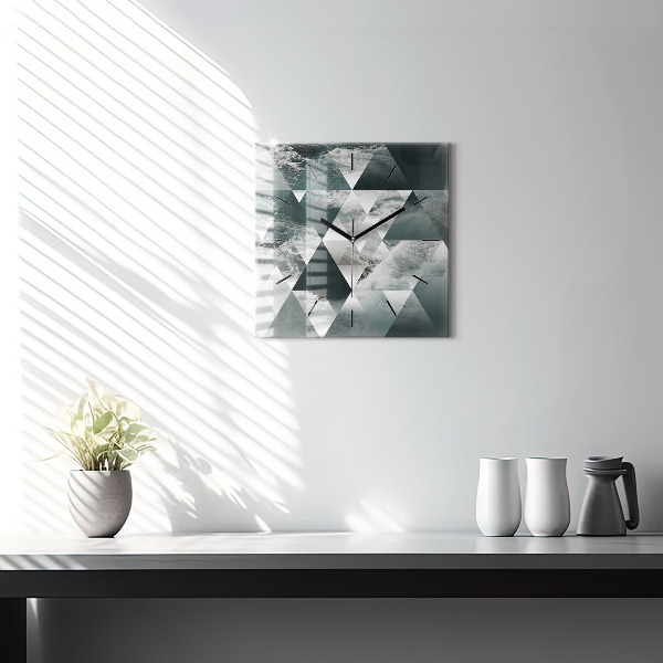 Ceas pătrat de perete din sticlă Valuri abstracte ale mării