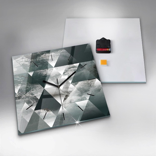 Ceas pătrat de perete din sticlă Valuri abstracte ale mării