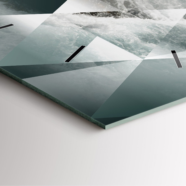 Ceas pătrat de perete din sticlă Valuri abstracte ale mării