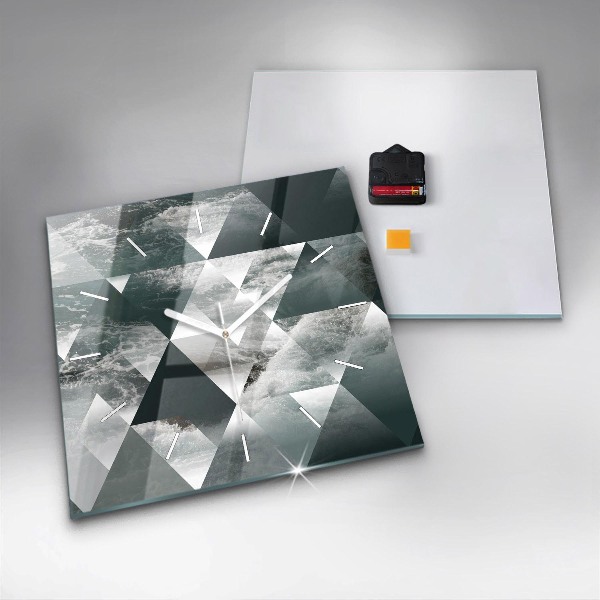 Ceas pătrat de perete din sticlă Valuri abstracte ale mării