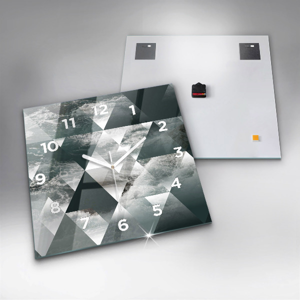 Ceas pătrat de perete din sticlă Valuri abstracte ale mării