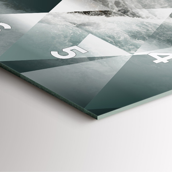 Ceas pătrat de perete din sticlă Valuri abstracte ale mării