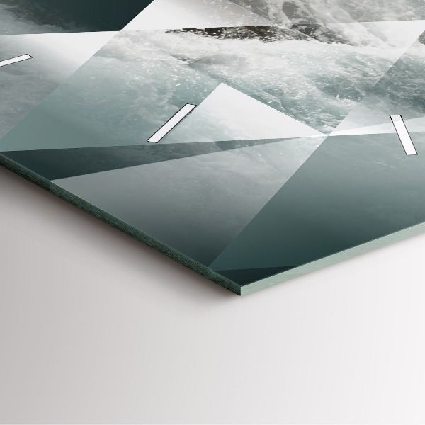 Ceas pătrat de perete din sticlă Valuri abstracte ale mării