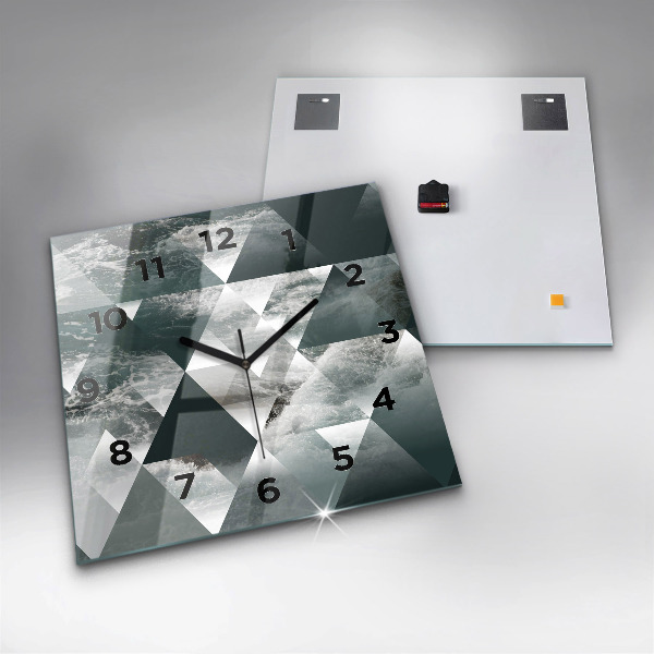 Ceas pătrat de perete din sticlă Valuri abstracte ale mării