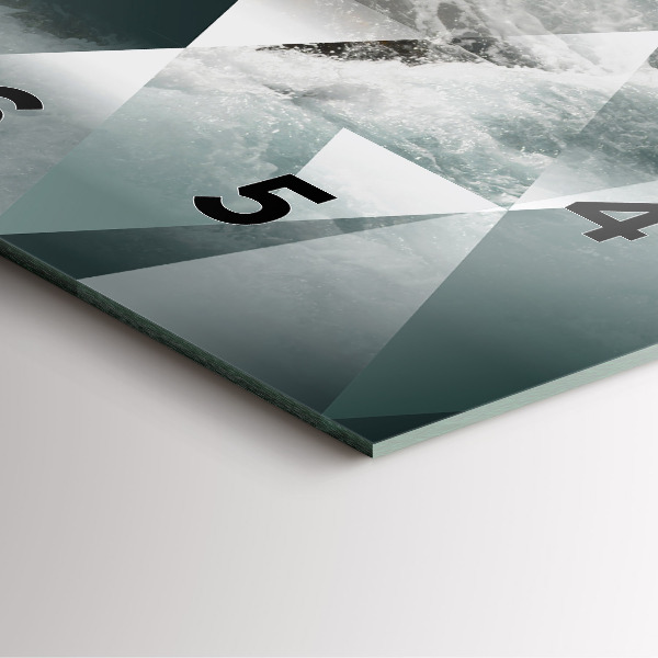 Ceas pătrat de perete din sticlă Valuri abstracte ale mării