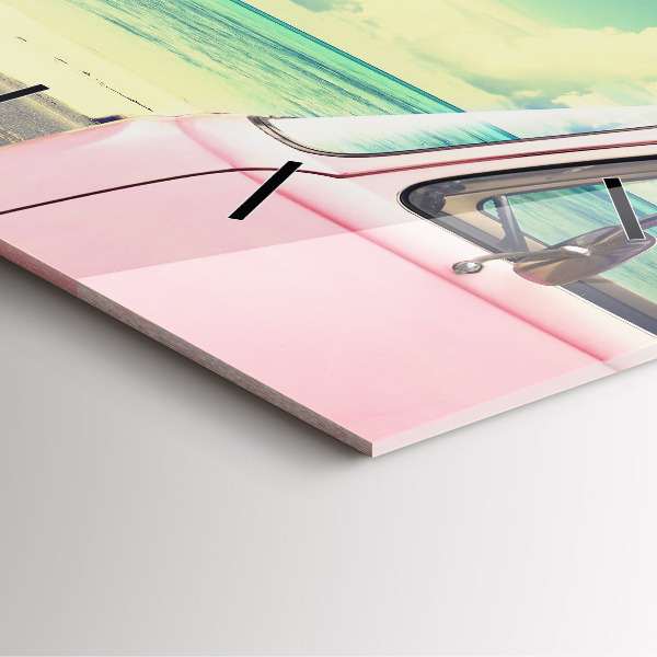 Ceas pătrat de perete din sticlă Mașină cu o placă de surf