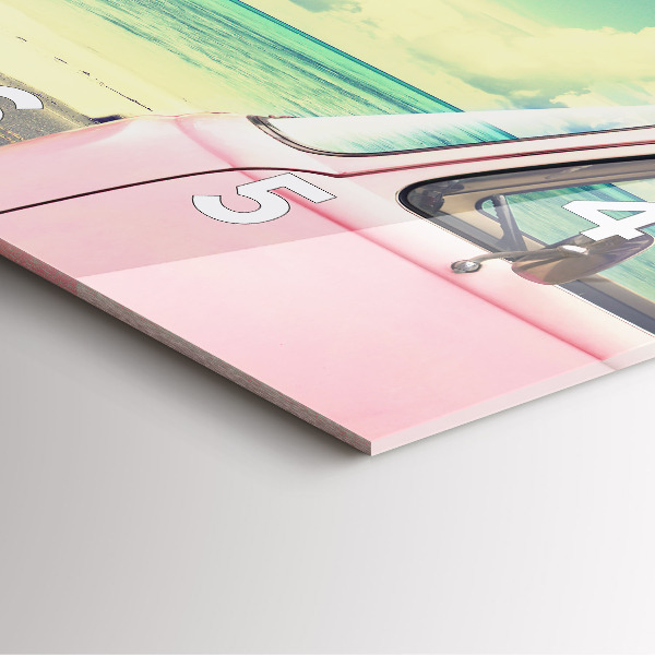 Ceas pătrat de perete din sticlă Mașină cu o placă de surf