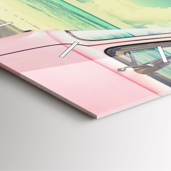 Ceas pătrat de perete din sticlă Mașină cu o placă de surf