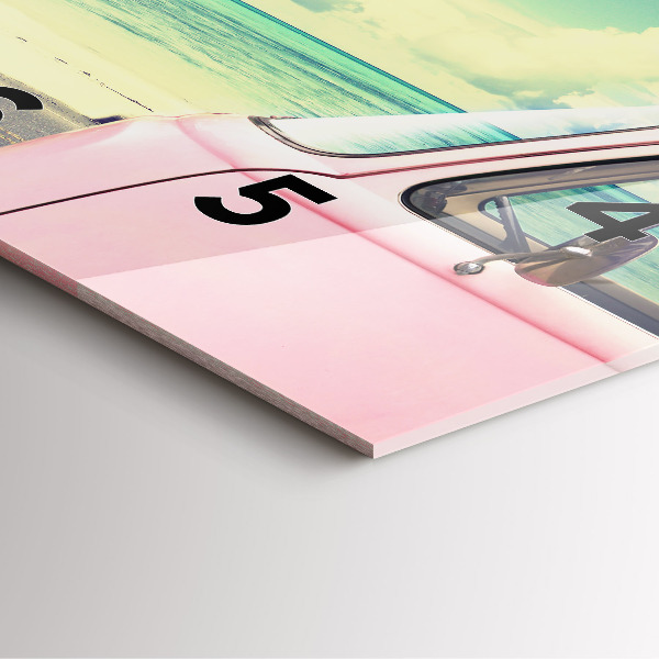 Ceas pătrat de perete din sticlă Mașină cu o placă de surf