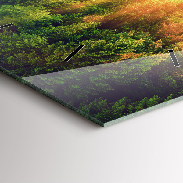 Ceas pătrat de perete din sticlă Apus peste dealuri