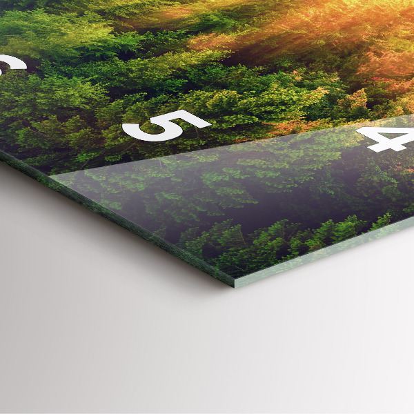 Ceas pătrat de perete din sticlă Apus peste dealuri