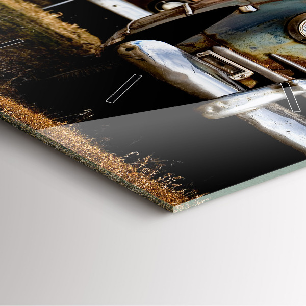 Ceas pătrat de perete din sticlă Mașini vechi