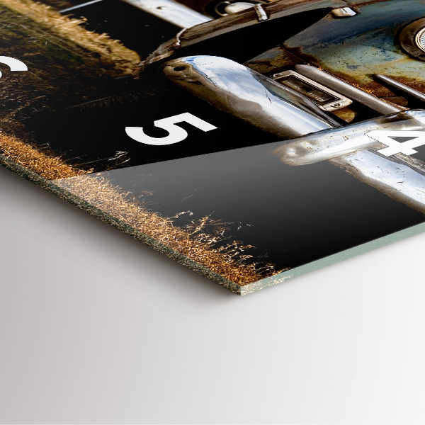 Ceas pătrat de perete din sticlă Mașini vechi