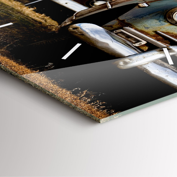 Ceas pătrat de perete din sticlă Mașini vechi