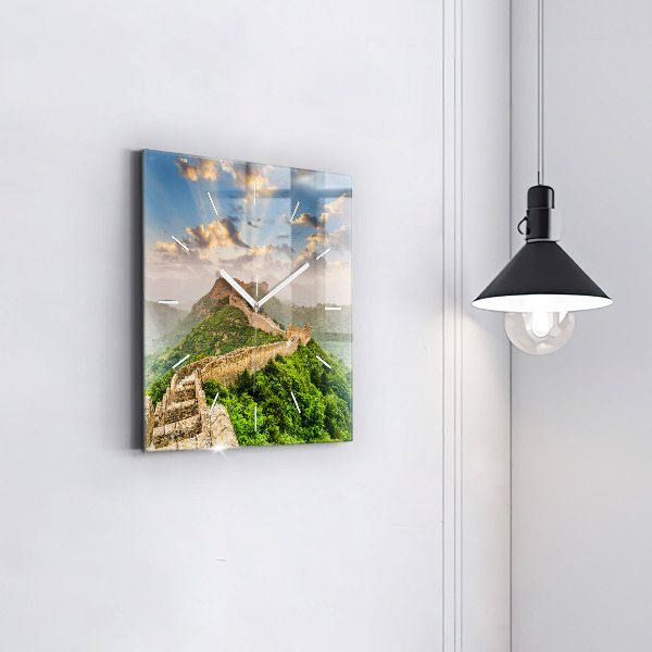 Ceas pătrat de perete din sticlă Marele Zid Chinezesc