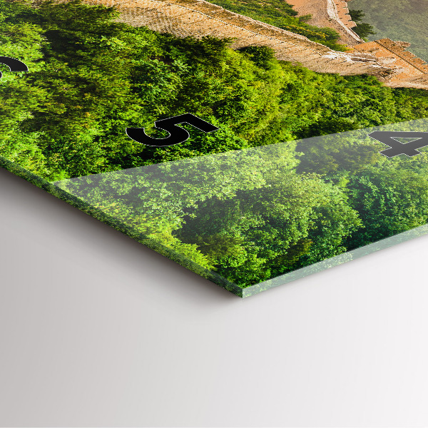 Ceas pătrat de perete din sticlă Marele Zid Chinezesc