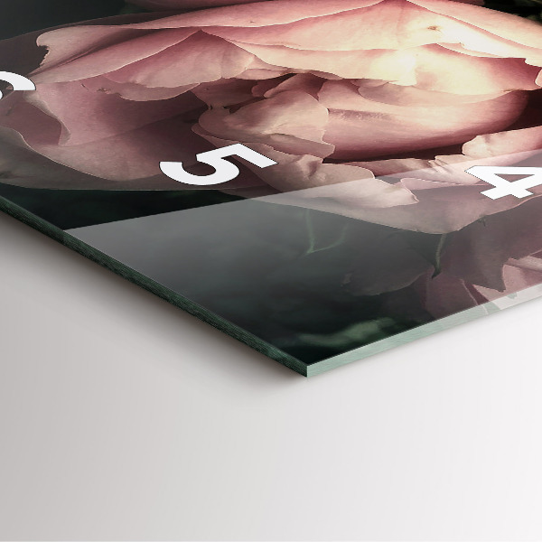 Ceas pătrat de perete din sticlă Buchet de trandafiri roz