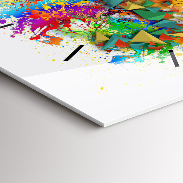 Ceas pătrat de perete din sticlă Armonie florală cu fluturi