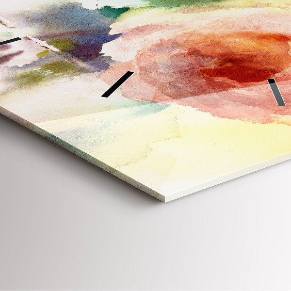 Ceas pătrat de perete din sticlă Trandafiri într-o vază de acuarelă