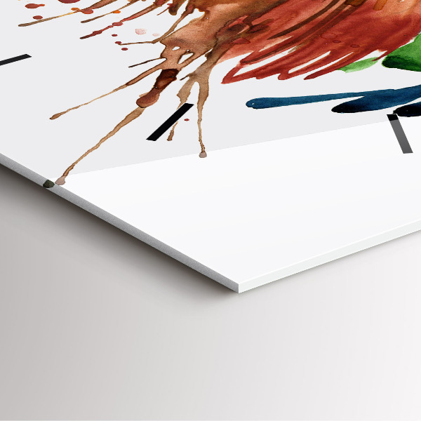 Ceas pătrat de perete din sticlă Cocoș colorat