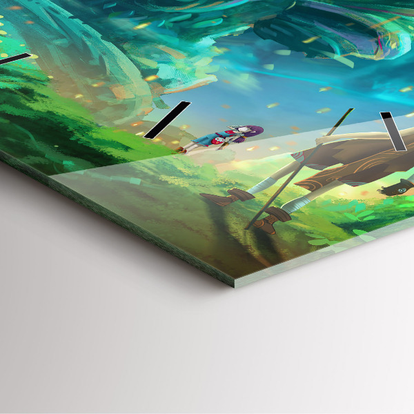 Ceas pătrat de perete din sticlă Copii în pădure