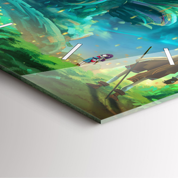 Ceas pătrat de perete din sticlă Copii în pădure