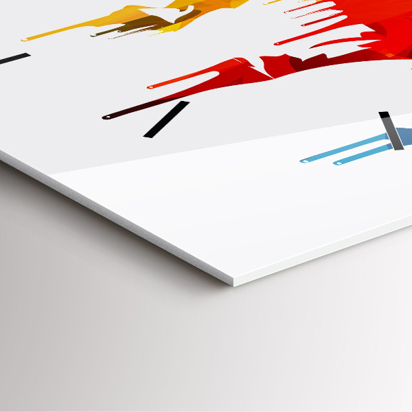 Ceas pătrat de perete din sticlă Elefant pictat colorat