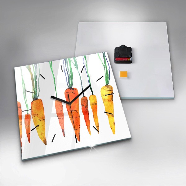 Ceas pătrat de perete din sticlă Ilustrație de morcovi