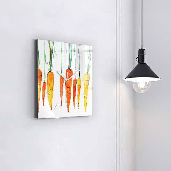 Ceas pătrat de perete din sticlă Ilustrație de morcovi