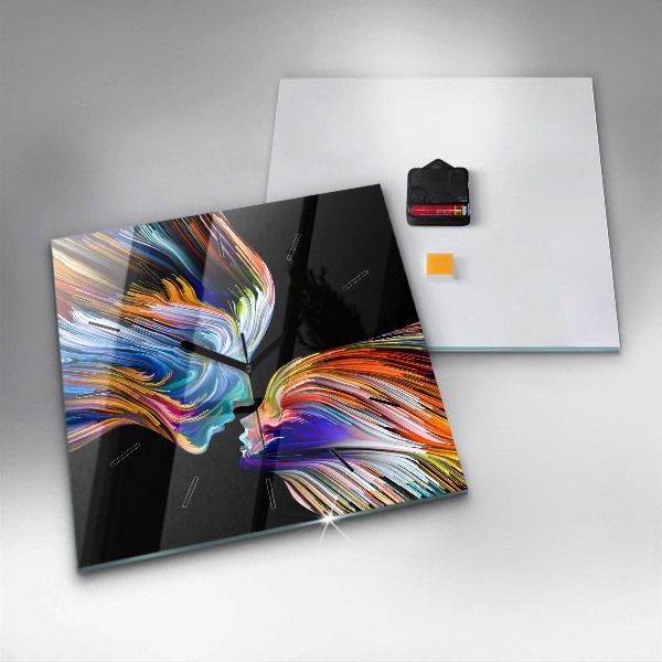 Ceas pătrat de perete din sticlă Artă emoțională