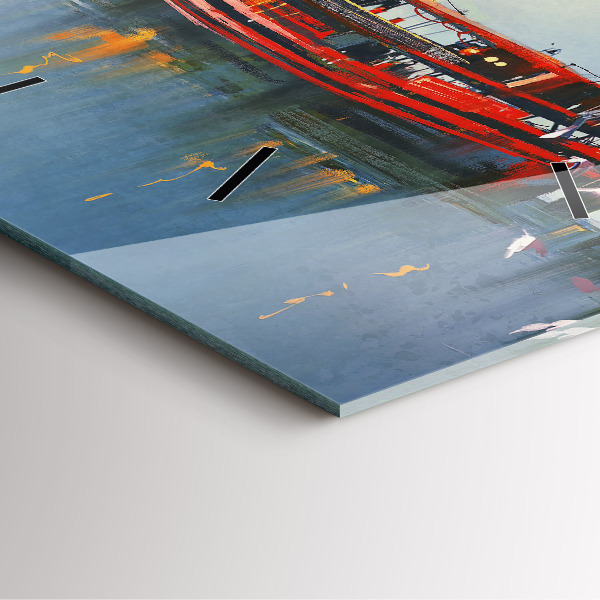 Ceas pătrat de perete din sticlă Barcă de pescuit în port