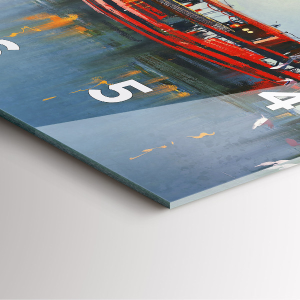 Ceas pătrat de perete din sticlă Barcă de pescuit în port