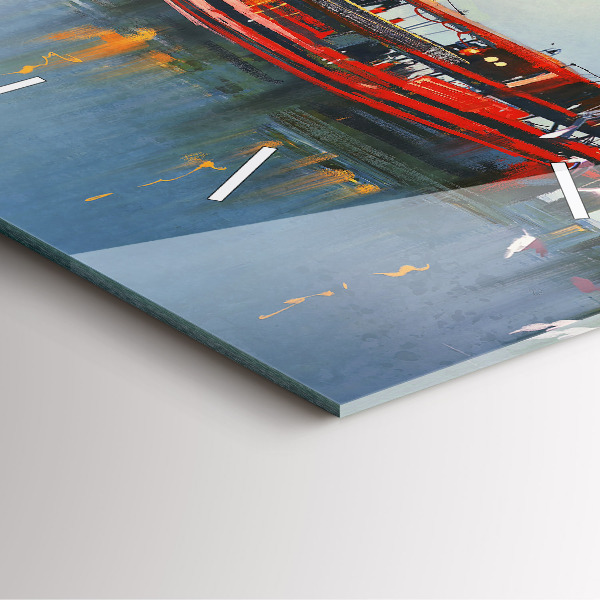 Ceas pătrat de perete din sticlă Barcă de pescuit în port