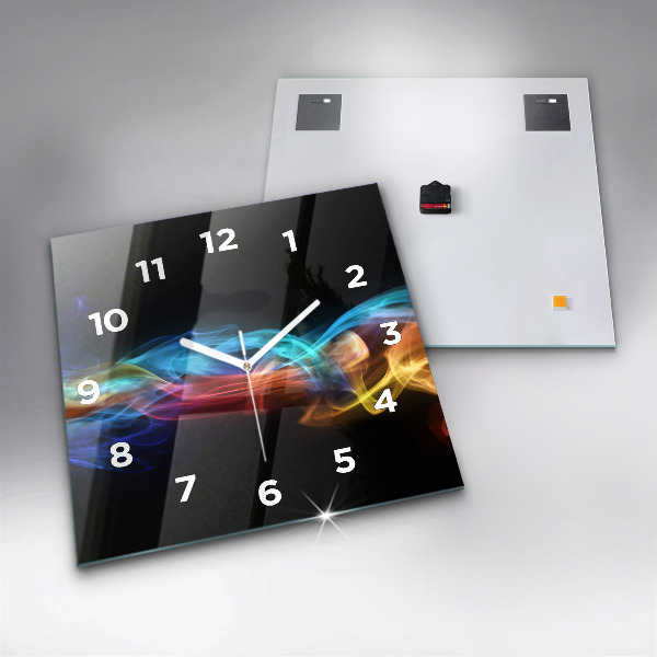 Ceas pătrat de perete din sticlă Linii colorate abstracte