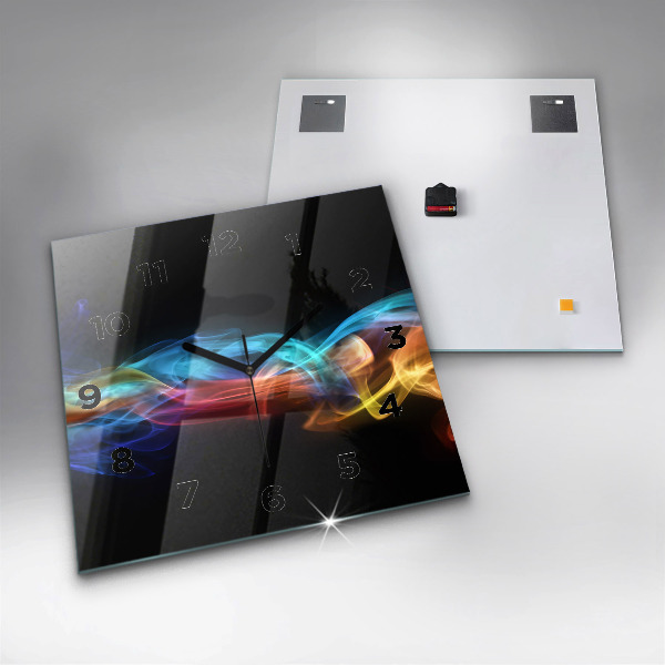 Ceas pătrat de perete din sticlă Linii colorate abstracte