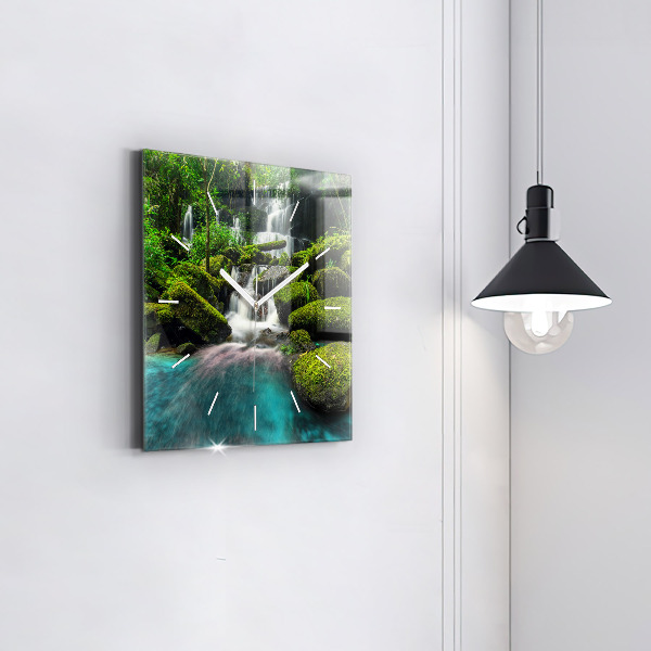 Ceas pătrat de perete din sticlă Cascada Thailanda