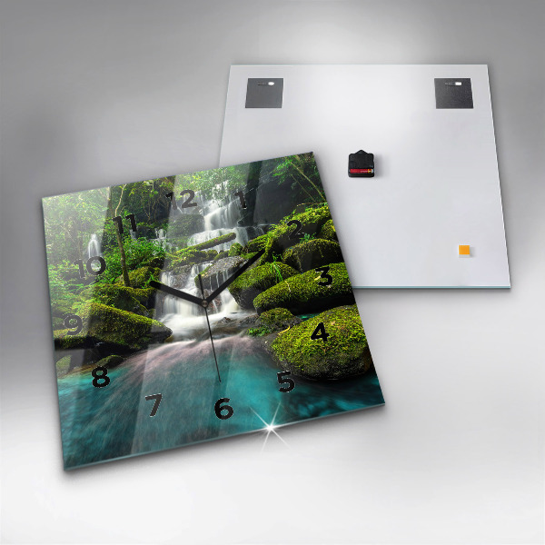 Ceas pătrat de perete din sticlă Cascada Thailanda
