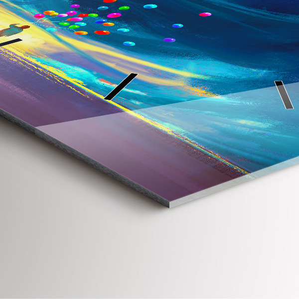 Ceas pătrat de perete din sticlă Copil și baloane