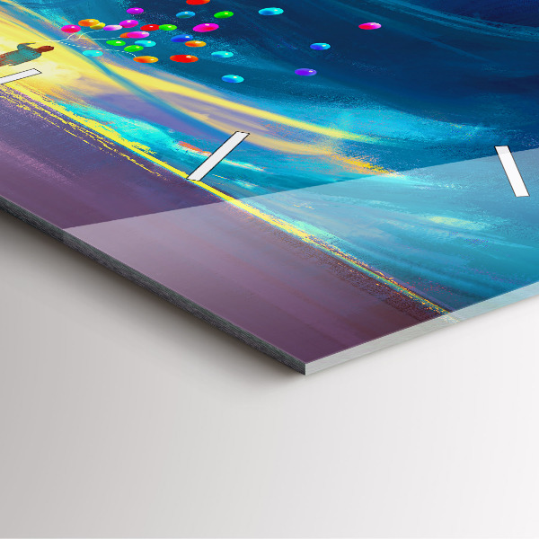 Ceas pătrat de perete din sticlă Copil și baloane