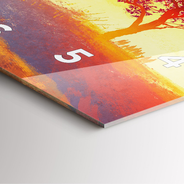 Ceas pătrat de perete din sticlă Peisaj de toamnă