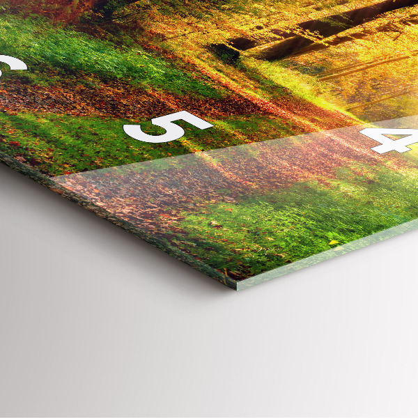 Ceas pătrat de perete din sticlă Peisaj de pădure de toamnă