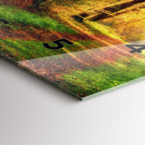 Ceas pătrat de perete din sticlă Peisaj de pădure de toamnă