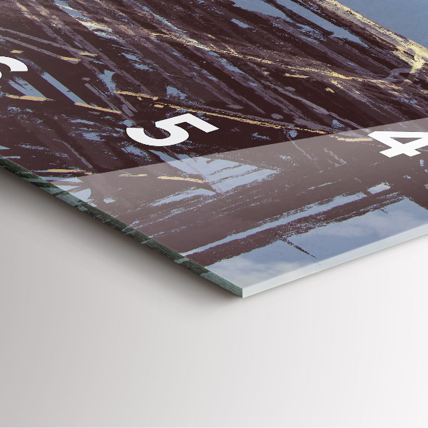 Ceas pătrat de perete din sticlă Înger, pod și bicicletă