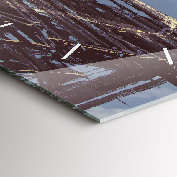 Ceas pătrat de perete din sticlă Înger, pod și bicicletă