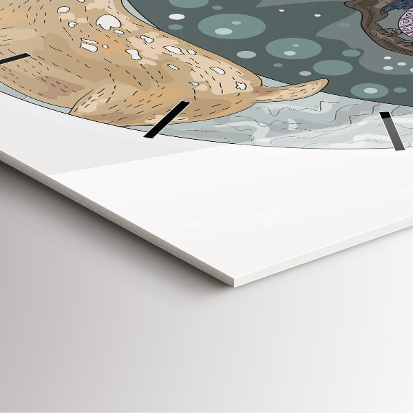 Ceas pătrat de perete din sticlă Animalele nocturne și luna