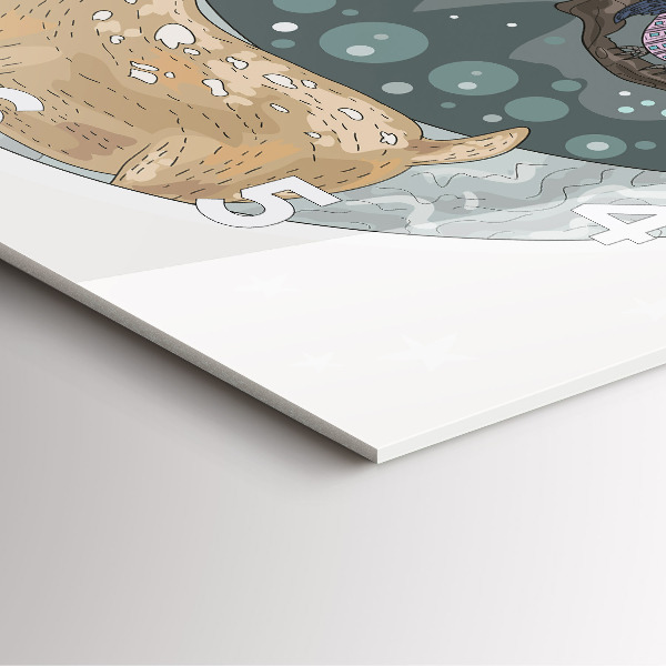 Ceas pătrat de perete din sticlă Animalele nocturne și luna