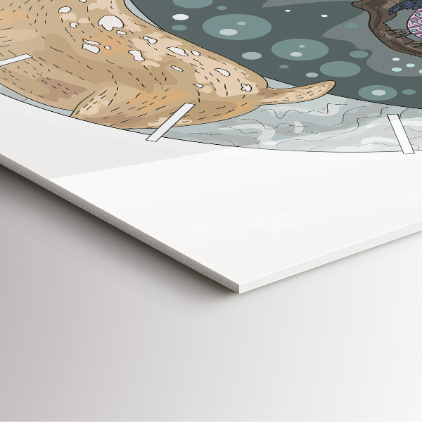 Ceas pătrat de perete din sticlă Animalele nocturne și luna