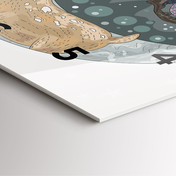 Ceas pătrat de perete din sticlă Animalele nocturne și luna