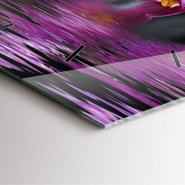 Ceas pătrat de perete din sticlă Floare de orhidee pe apă